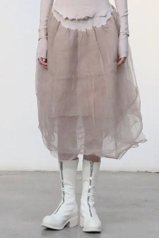 Marc Le Bihan Silk Skirt Six-layer Tulle 25930 Series French Hand-dyed MLB-25930-SKIN Skin Color